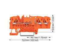 3vodičová základní svorka, Na DIN lištu 35 × 15 a 35 × 7,5, 2,5 mm2, Oranžová
