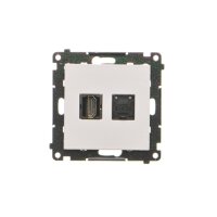 Zásuvka HDMI + datová RJ45 kat. 6 (přístroj s krytem) světle šedá matná