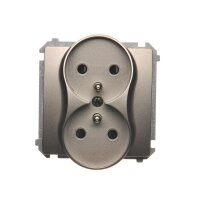 zásuvka 2P+T dvojitá s clonkami saténová KONTAKT SIMON BMGZ2MZ.01/29