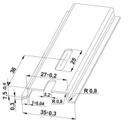 Lišta TH 35x7,5 - 2000 mm perforovaná, pozink modrý, 5,2x25, cena za kus E151113