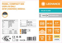 LED panel COMPACT 600 DALI MULTI SELECT 30W 93040 U19 LEDVANCE 4099854734984