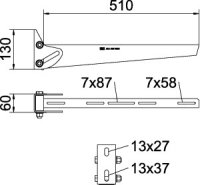 OBO AWV 51 FT Nástěnný výložník variabilní se základovou deskou B510mm Ocel