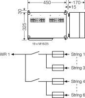 Připojovací skříň FV 6x string s pojistkou, 1x vstup střídače HENSEL MI PV 3311