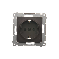 Zásuvka typu Schuko s clonkami, 16A, 250V~, hnědá matná metalizované