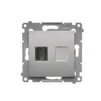 Zásuvka HDMI, stříbrná matná metalizované KONTAKT SIMON DGHDMI.01/43