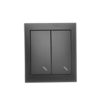 schodišťový spínač dvojitý s podsvětlením odolný proti vlhkosti černá matná