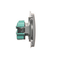 Zásuvka jednonásobná bez uzemnění se clonami elektrických kolejí stříbrná