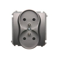 zásuvka 2P+T dvojitá s clonkami ocelová KONTAKT SIMON BMGZ2MZ.01/21