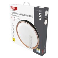LED přisazené svítidlo ILVI, kruhové 45W, stmívání+CCT, černá+dřevo EMOS ZM5117