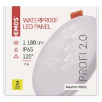 LED vestavné svítidlo VIXXO, kruhové, bílé, 13,5W neutr. b., IP65 EMOS ZV1142