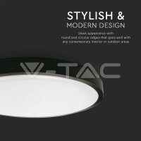 24W LED Dome Light Round Black Frame 3000K IP44 V-TAC SKU7636