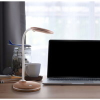 CHARLY Stolní lampa, plast imitace dřeva