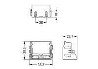 Upevňovací adaptéry, pro 10vodičové konektory, Řada 221  4 mm2, Modrá