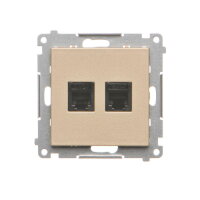 Zásuvka telefonní RJ12, 2 násobná (přístroj s krytem) champagne matná