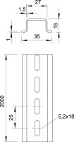OBO 2069 15 1.5 GTPL Profilová lišta děrovaná tloušťka 1,5 mm 2000x35x15 Ocel