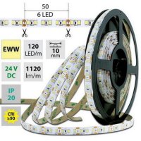 LED pásek SMD2835 EWW, 120LED/m, 14W/m, 1120lm/m, IP20, DC 24V, 10mm, 5m