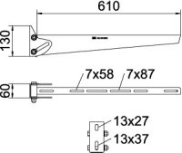 OBO AWV 61 FT Nástěnný výložník variabilní se základovou deskou B610mm Ocel