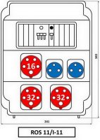 Zásuvková rozvodnice 2x3253+1x1653+2x230V, jištěná, IP54 ROS 11/I-11