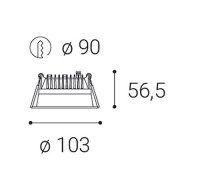 LED2 2250431D ZETA XS, W DALI/PUSH DIM 10W 3000K