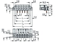 Pružinová svorkovnice THT úhlová 5 mm šedá 7pól. WAGO 722-237/047-000