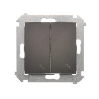 Přepínač dvojitý střídavý, řazení 6+6, 10AX, 250V šroubové svorky,hnědá matná