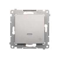 Přepínač křížový, s orientačním LED, řazení 7So, 10AX, 250V, stříbrná matná