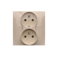 Zásuvka dvojnásobná s uzemněním 16A, 250V~, šroubové svorky,, krémová DGZ2T/41