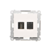Zásuvka HDMI + datová RJ45 kat. 6 (přístroj s krytem) bílá matná