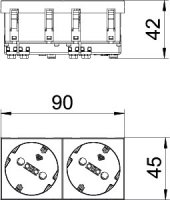 OBO STD-D3 SRO2 Zásuvka 33° schuko ochranný kontakt,2-nás. 250V 10/16A červená