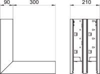Vnější roh OBO GS-DA90210RW, pro kanál Rapid 80, 90x210mm, čistě bílá Ocel