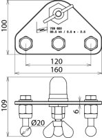 Deska se zemnicími kulovými body a 3 kulovými body D 20 mm DEHN 728620