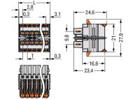 1vodičová pružinová svorkovnice, 2řadá, Páčka, Push-in CAGE CLAMP, Světle šedá