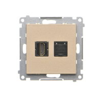 Zásuvka HDMI + datová RJ45 kat. 6 (přístroj s krytem) champagne matná