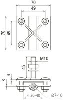 Připojovací svorka pro uzemňovací bod M10, pro prům. 7-10/pásek 30-40mm, FeZn