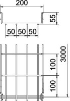 OBO GRM 55 200 4.8FT Mřížový žlab GRM Průměr drátu 4,8 mm 55x200x3000 Ocel