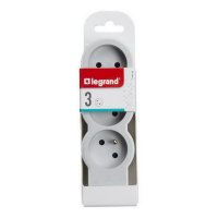 PRODLUŽOVACÍ PŘÍVOD ZÁSUVKA 3X2P+T, BEZ KABELU, BÍLÁ/SVĚTLE ŠEDÁ LEGRAND 049496