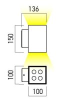 XWALL SQ. SURF. LAMP 2x9W 100-240V AC 30