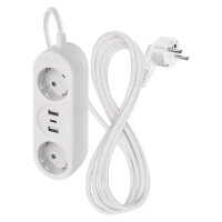 Prodlužovací kabel 1,4 m 2 zásuvky+2×USB-A+1×USB-C bílý PVC 1,5mm2 EMOS P02214E