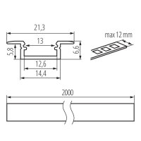 Hliníkový profil PROFILO K-W 2M bez difuzoru KANLUX 26551