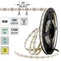 LED pásek SMD2216 NW, 300LED/m, 18W/m, 1530lm/m, IP20, DC 24V, 8mm, 5m