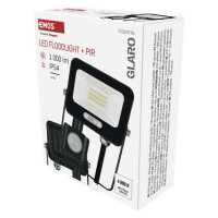 LED reflektor GLARO s pohybovým čidlem 10 W černý IP54 1000lm neutrální ZS2314B