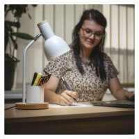 Stolní lampa POPPY na žárovku E27, bílá EMOS Z7640W