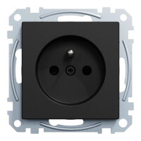 Zásuvka, Merten System M, clonky, bezšroubová, černá matná, 16 A, 250V AC
