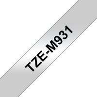 Páska BROTHER TZe-M931, stříbrná metalická/černá (12mm, laminované)