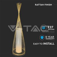 Wooden Floor Lamp With Rattan Lampshade