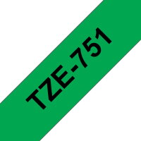 Páska BROTHER TZe-751 zelená/černá (24mm Laminované)