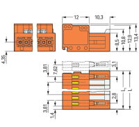 Konektor s pájecími piny CAGE CLAMP 1,5mm2 oranžová 19pól. WAGO 734-349