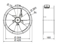 TXBR 355 Ecowatt IP44 úsporný potrubní axiální ventilátor ELEKTRODESIGN 8345798