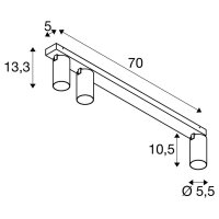 KAMI stropní přisazené svítidlo, 3x max. 10 W, GU10, bílá/černá SLV 1007736