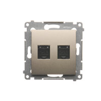 Zásuvka počítačová RJ45 dvojnonásobná kat. 6 s protiprachovou clonou,zlatá matná